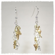 Fused silver earrings with gold highlights